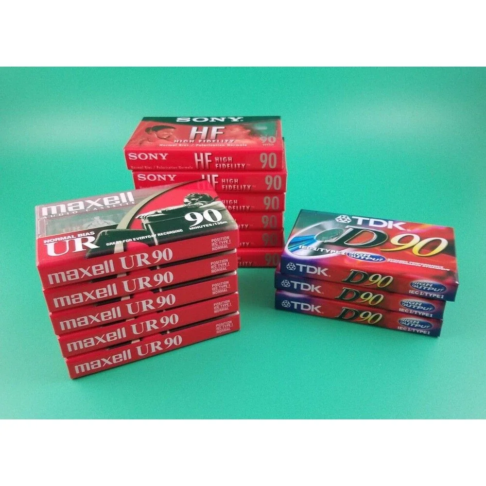 Mixed Lot of 14  90 Minute Blank media Audio Cassette Tapes : Sony, Maxell & TDK